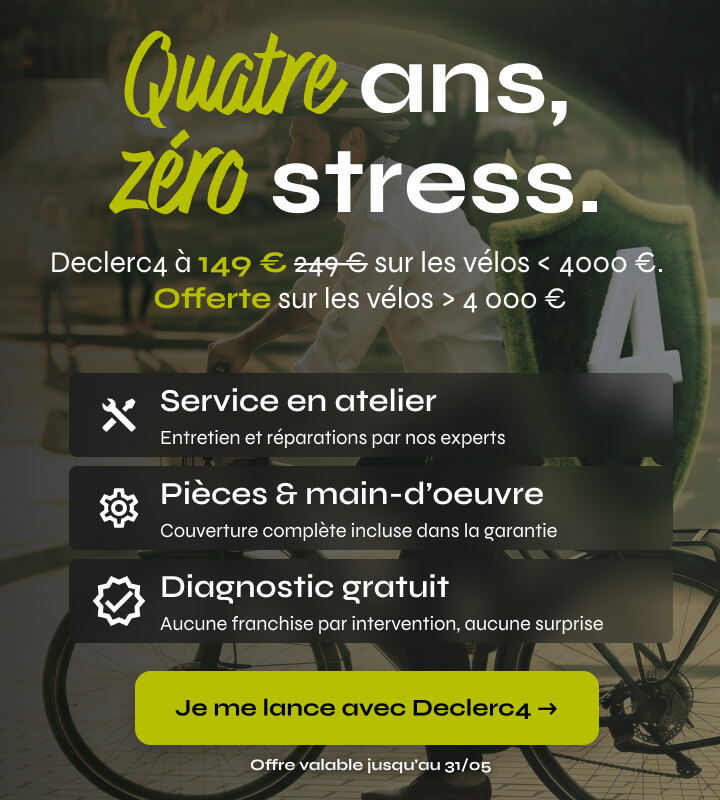 Quatre ans, zéro stress. Votre vélo, vraiment garanti.